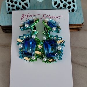 Betsey Johnson Green and Blue Gem Earrings